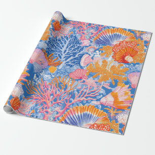 Rustic Coastal - Seashells, Starfish, Reef (19) Wrapping Paper