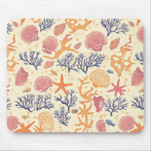 Rustic Coastal - Seashells, Starfish, Reef (1) Mouse Pad