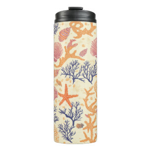 Rustic Coastal - Seashells, Starfish, Reef (1) Thermal Tumbler