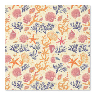 Rustic Coastal - Seashells, Starfish, Reef (1) Wallpaper