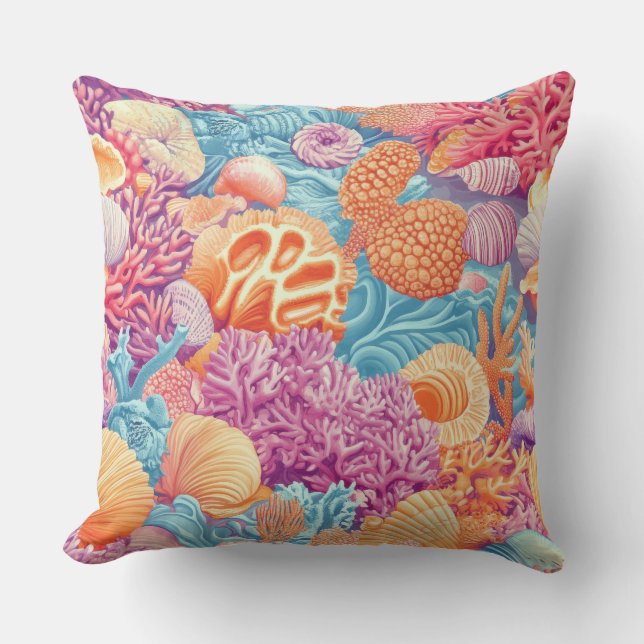 Rustic Coastal - Seashells, Starfish, Reef (20) Cushion (Front)