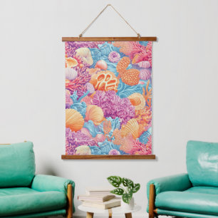 Rustic Coastal - Seashells, Starfish, Reef (20) Hanging Tapestry