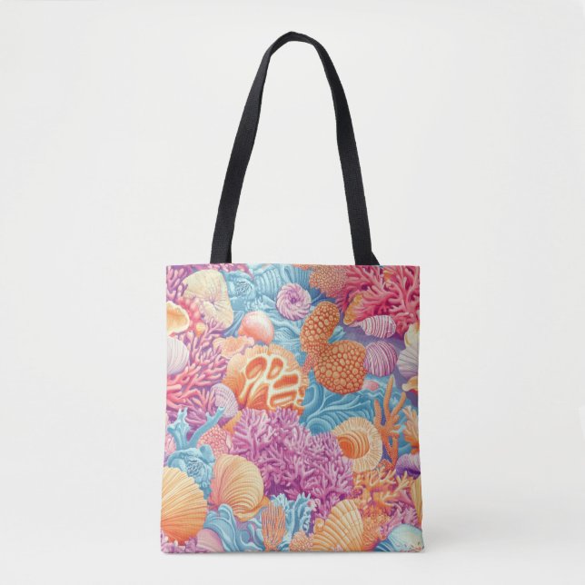 Rustic Coastal - Seashells, Starfish, Reef (20) Tote Bag (Front)