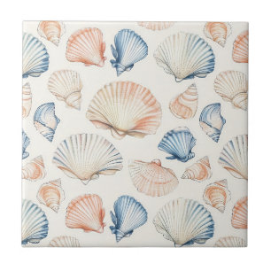 Rustic Coastal - Seashells, Starfish, Reef (21) Ceramic Tile