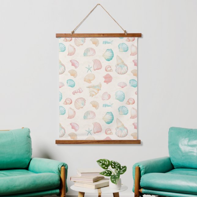 Rustic Coastal - Seashells, Starfish, Reef (22) Hanging Tapestry (Living Room)
