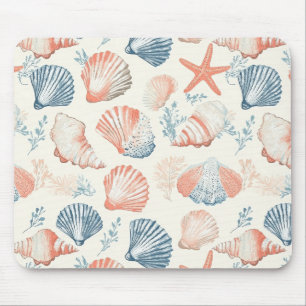 Rustic Coastal - Seashells, Starfish, Reef (23) Mouse Pad
