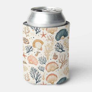 Rustic Coastal - Seashells, Starfish, Reef (24) Can Cooler