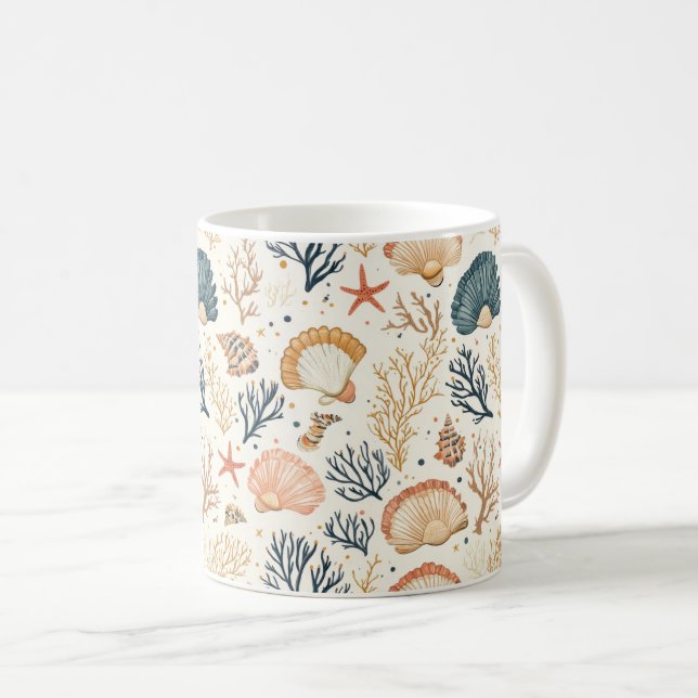 Rustic Coastal - Seashells, Starfish, Reef (24) Coffee Mug (Front Right)