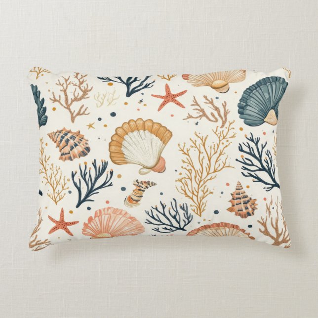 Rustic Coastal - Seashells, Starfish, Reef (24) Decorative Cushion (Front)