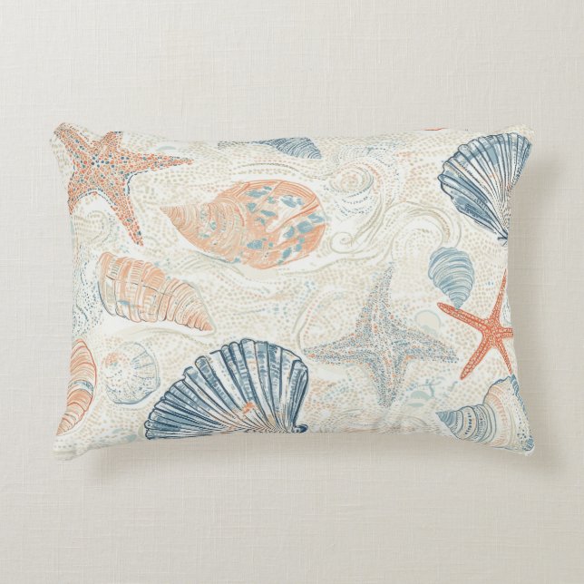Rustic Coastal - Seashells, Starfish, Reef (25) Decorative Cushion (Front)