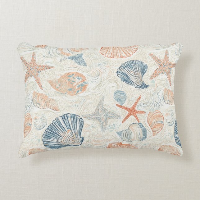 Rustic Coastal - Seashells, Starfish, Reef (25) Decorative Cushion (Front)
