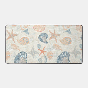 Rustic Coastal - Seashells, Starfish, Reef (25) Desk Mat