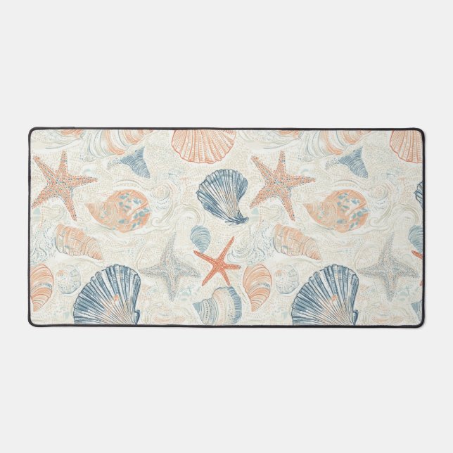 Rustic Coastal - Seashells, Starfish, Reef (25) Desk Mat (Front)