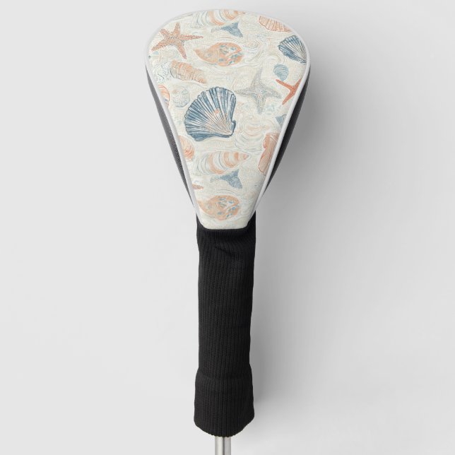 Rustic Coastal - Seashells, Starfish, Reef (25) Golf Head Cover (Front)
