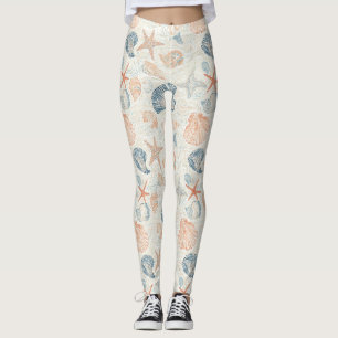 Rustic Coastal - Seashells, Starfish, Reef (25) Leggings