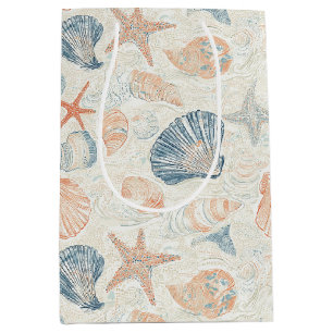 Rustic Coastal - Seashells, Starfish, Reef (25) Medium Gift Bag