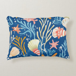 Rustic Coastal - Seashells, Starfish, Reef (26) Decorative Cushion