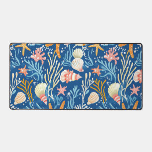 Rustic Coastal - Seashells, Starfish, Reef (26) Desk Mat