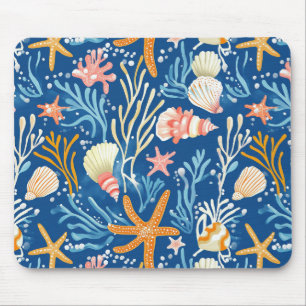 Rustic Coastal - Seashells, Starfish, Reef (26) Mouse Pad