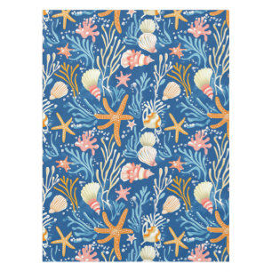 Rustic Coastal - Seashells, Starfish, Reef (26) Tablecloth