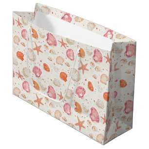 Rustic Coastal - Seashells, Starfish, Reef (28) Large Gift Bag