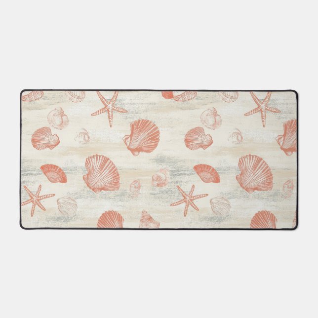Rustic Coastal - Seashells, Starfish, Reef (29) Desk Mat (Front)