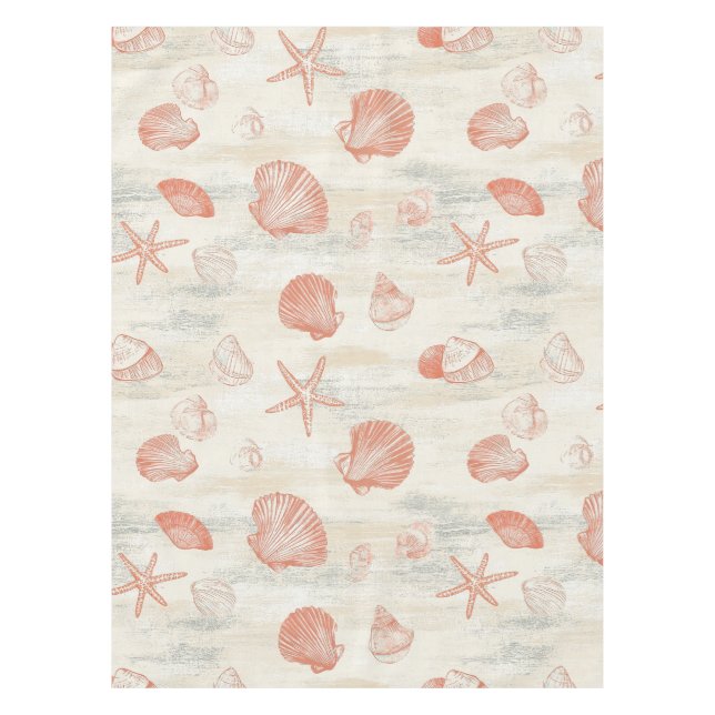 Rustic Coastal - Seashells, Starfish, Reef (29) Tablecloth (Front)