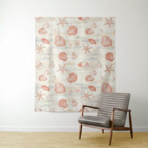 Rustic Coastal - Seashells, Starfish, Reef (29) Tapestry