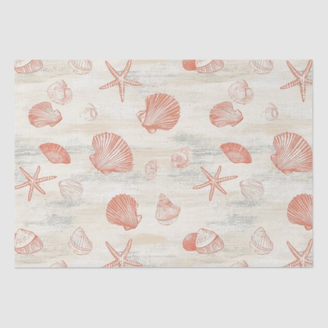 Rustic Coastal - Seashells, Starfish, Reef (29) Tissue Paper (Front)