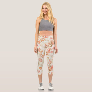 Rustic Coastal - Seashells, Starfish, Reef (2) Capri Leggings