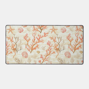 Rustic Coastal - Seashells, Starfish, Reef (2) Desk Mat