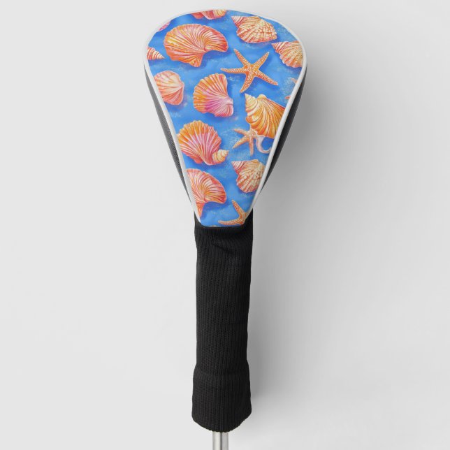 Rustic Coastal - Seashells, Starfish, Reef (30) Golf Head Cover (Front)