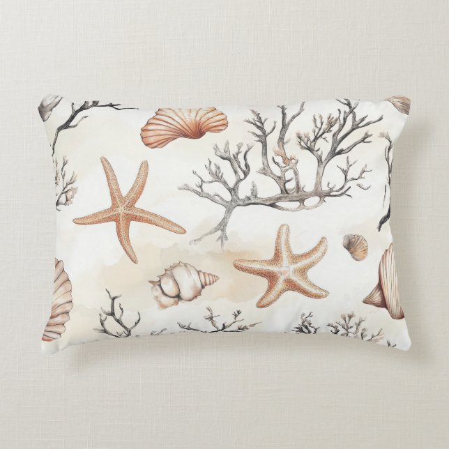 Rustic Coastal - Seashells, Starfish, Reef (31) Decorative Cushion (Front)