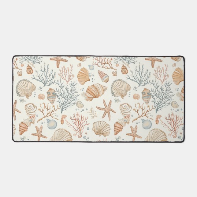 Rustic Coastal - Seashells, Starfish, Reef (32) Desk Mat (Front)