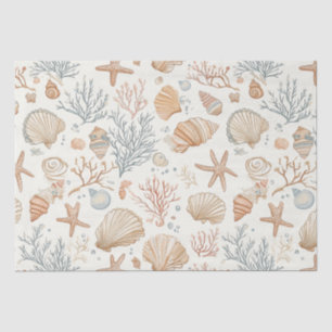 Rustic Coastal - Seashells, Starfish, Reef (32) Tissue Paper