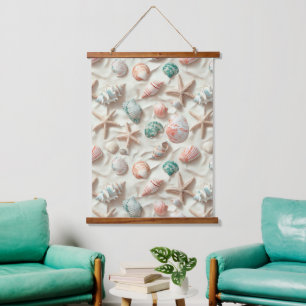 Rustic Coastal - Seashells, Starfish, Reef (33) Hanging Tapestry