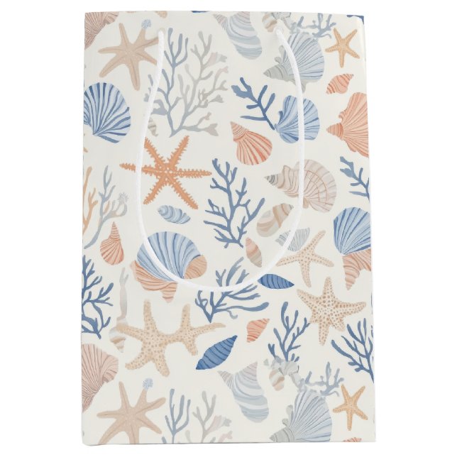 Rustic Coastal - Seashells, Starfish, Reef (34) Medium Gift Bag (Front)