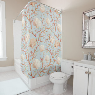 Rustic Coastal - Seashells, Starfish, Reef (36) Shower Curtain