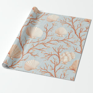 Rustic Coastal - Seashells, Starfish, Reef (36) Wrapping Paper