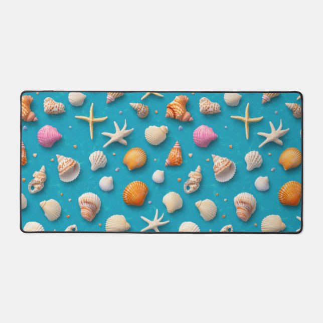 Rustic Coastal - Seashells, Starfish, Reef (3) Desk Mat (Front)