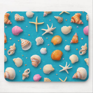 Rustic Coastal - Seashells, Starfish, Reef (3) Mouse Pad