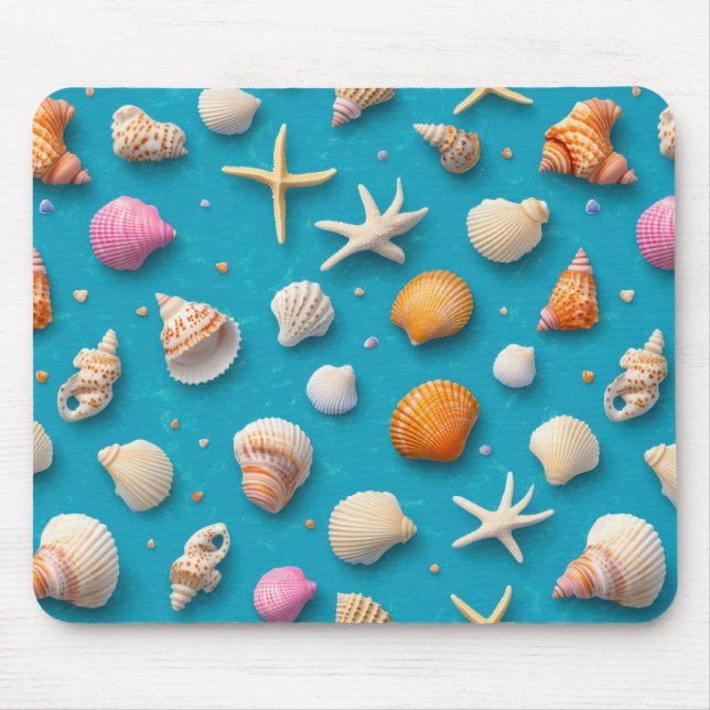 Rustic Coastal - Seashells, Starfish, Reef (3) Mouse Pad (Front)