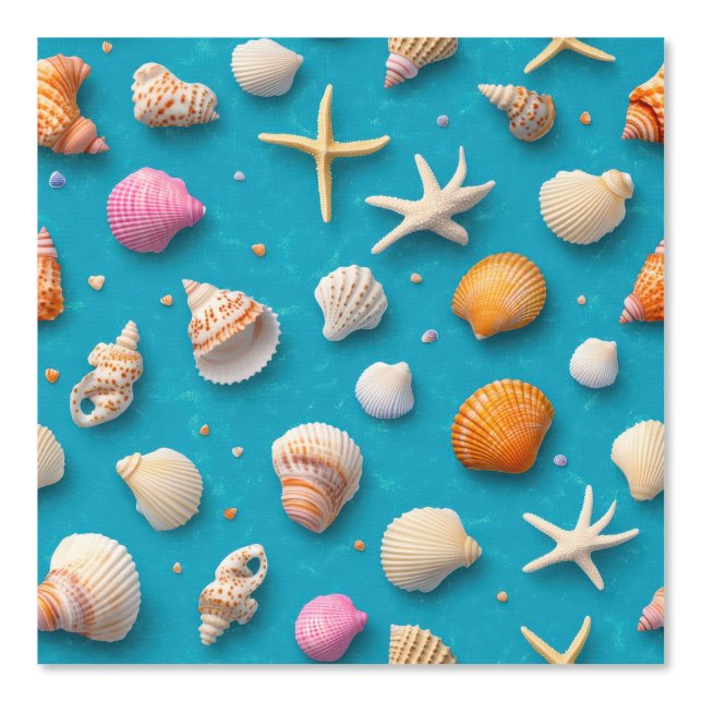 Rustic Coastal - Seashells, Starfish, Reef (3) Wallpaper (Front)