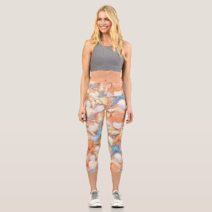 Rustic Coastal - Seashells, Starfish, Reef (4) Cap Capri Leggings
