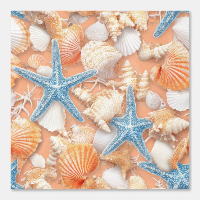 Rustic Coastal - Seashells, Starfish, Reef (4) Wallpaper (Front)