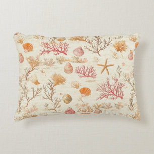 Rustic Coastal - Seashells, Starfish, Reef (5) Decorative Cushion