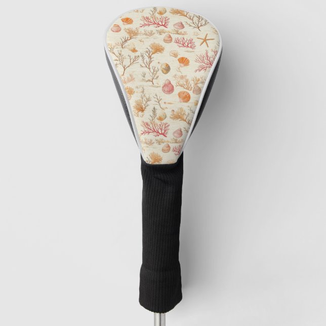 Rustic Coastal - Seashells, Starfish, Reef (5) Golf Head Cover (Front)