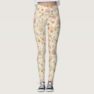 Rustic Coastal - Seashells, Starfish, Reef (5) Leggings