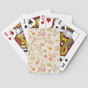Rustic Coastal - Seashells, Starfish, Reef (5) Playing Cards