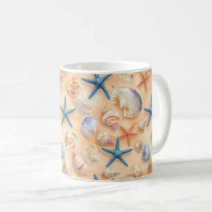 Rustic Coastal - Seashells, Starfish, Reef (6) Coffee Mug